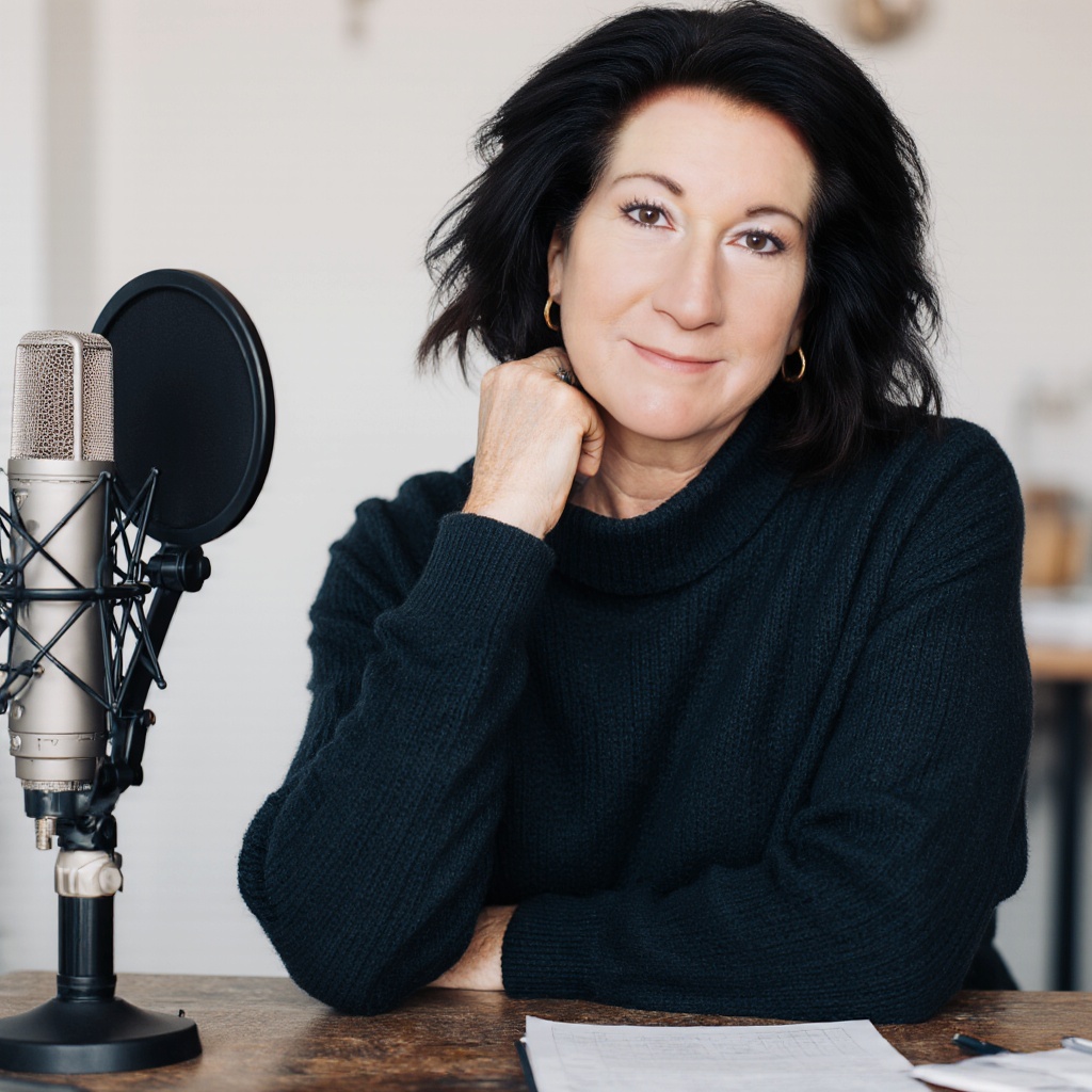 Michelle Muncy-Silva recording the Empowered by AI podcast